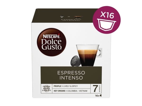 Nescafé Dolce Gusto Espresso Intenso, Kahvikapseli, Espresso, 16 kuppia, Nescafé, Laatikko, 16 kpl