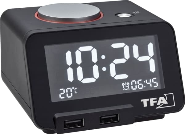 TFA Homtime - Väckarklocka - elektronisk - skrivbord - svart