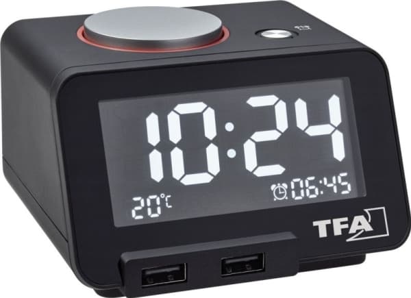 TFA Homtime - Väckarklocka - elektronisk - skrivbord - svart