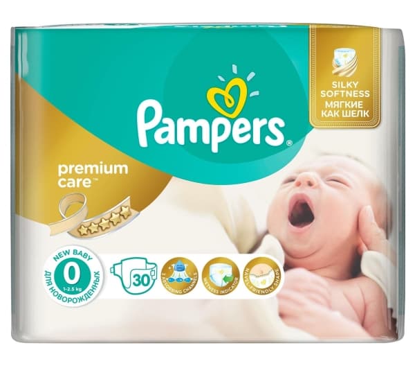 Pampers Premium Care Newborn 0, 0-3 kg, 30 szt.