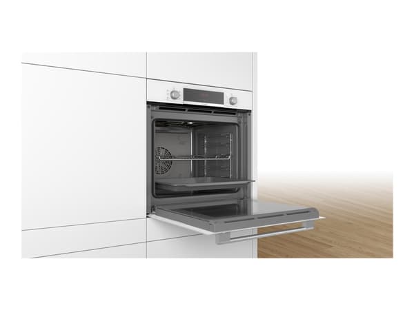 Bosch Serie | 4 HBA534BW0 - Ovn - innebygd - fordypning - bredde: 56 cm - dybde: 55 cm - høyde: 58.5 cm - med selvrens - Klasse A - hvit Hvit