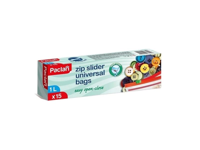 Paclan Zip Slider Freezer Bags 1Lx15pcs 137100