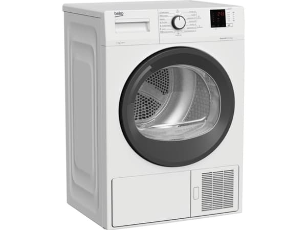 Beko DF 7412 PA, Frittstående, Frontmatet, Varme pumpe, Hvit, Knapper, Rotasjon, Venstre