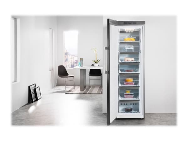Whirlpool ABSOLUTE UW8 F2Y XBI F 2 - Fryser - stående - bredde: 59.5 cm - dybde: 63 cm - høyde: 187.5 cm - 263 liter - Klasse E - optisk inox