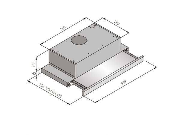 SILVERLINE Luna SL 1116 - Kåpa - teleskopisk - bredd: 60 cm - djup: 30.5 cm - utsug och återcirkulering (-) - vit