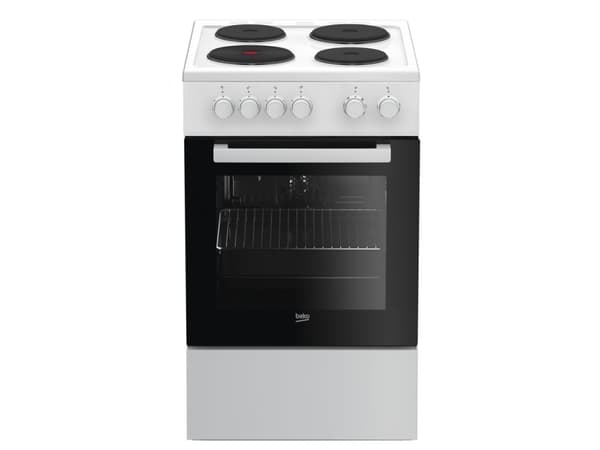 Beko FSE56000GW, Frittstående komfyr, Hvit, Rotasjon, Hvit, 4 zone(s), Foran til venstre Hvit
