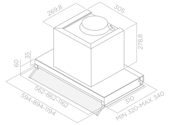 Elica Box in Plux IXGL/A/60, 580 m³/h, Bedrivs, B, A, C, 70 dB
