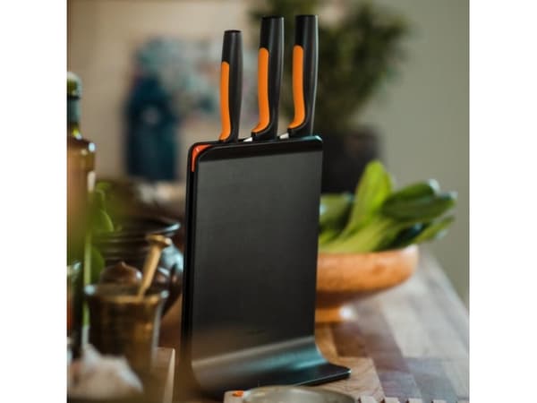 Fiskars Functional Form, Knivblock, Rostfritt stål, Plast, Rostfritt stål, Rostfritt stål, Svart, Svart, Orange