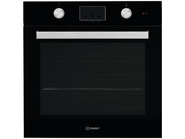 Indesit IFW 65Y0 J BL, Keskikokoinen, Sähköuuni, 66 L, 66 L, 1500 W, Kiinteä musta, Ruostumaton teräs