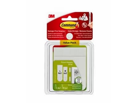 Command-nauhat kuvien ripustamiseen Value Pack, valkoinen