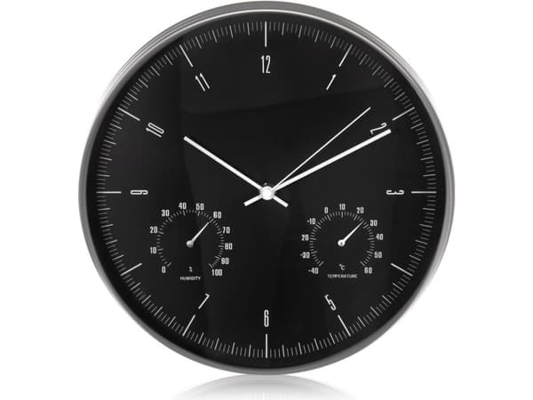 Zegar ścienny Maclean CE60S srebrny 12&amp;#039;&amp;#039; z mitt termometer i mitt hygrometer