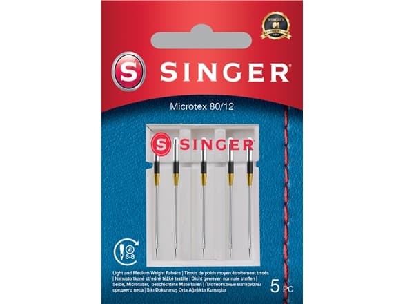 Singer Microtex Needle 80/12 5PK 7393033107406