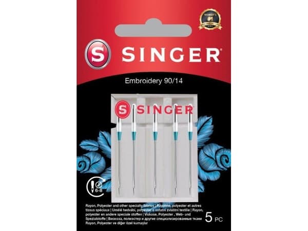 Singer Embroidery Needle 90/14 5PK 7393033107369