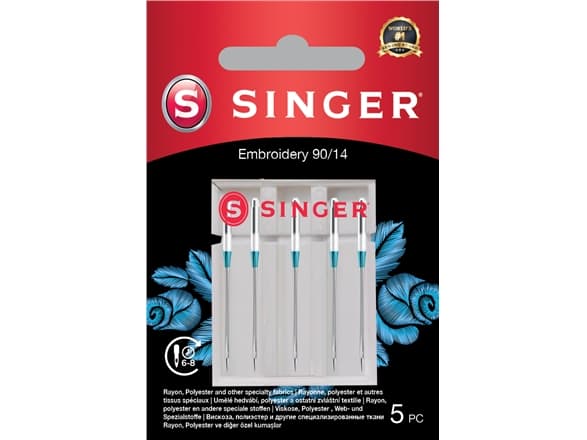 Singer Embroidery Needle 90/14 5PK 7393033107369