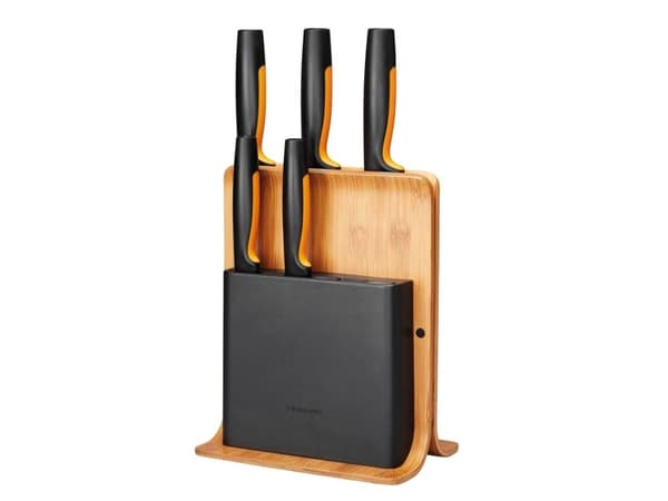 Fiskars 1057552, Knivblock, Bamboo, Plast, Rostfritt stål, Trä, Rektangel, 21,3 cm, 1,48 kg