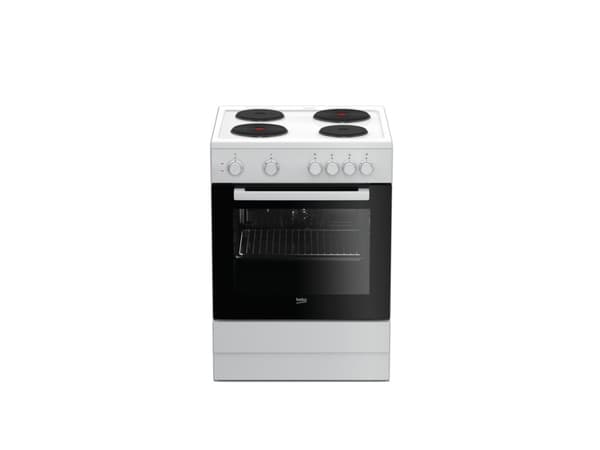 Beko FSE66000GW, Frittstående komfyr, Hvit, Rotasjon, Hvit, Front, 4 zone(s) Hvit