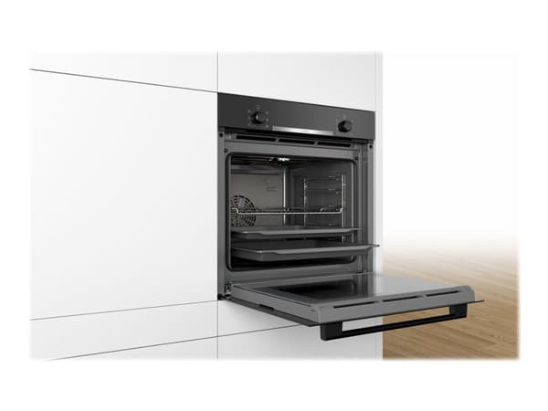 Bosch Serie | 2 HBA530BB0S - Ugn - inbyggd - fördjupning - bredd: 56 cm - djup: 55 cm - höjd: 58.5 cm - med självrengöring - Klass A - svart Svart