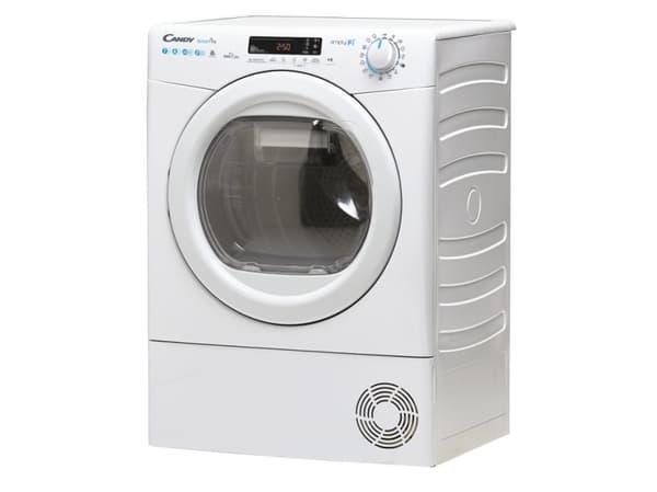 Candy Smart Pro CSO4H7A1DE-S, Vapaasti seisova, Edestä täytettävä, Lämpöpumppu, Valkoinen, Painikkeet, Rotaatio, Vasen
