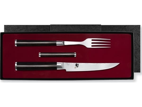 kai Shun Classic, Kniv / bestickuppsättning, Stål, Trä, Rostfritt stål, Svart, Svart