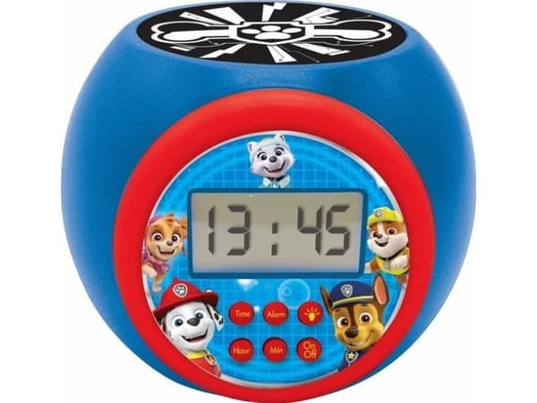 Lexibook Paw Patrol Marshall,Rubble,Chase,Stella and Everest Projector alarm clock with snooze function and alarm function, Digital alarm clock, Paw