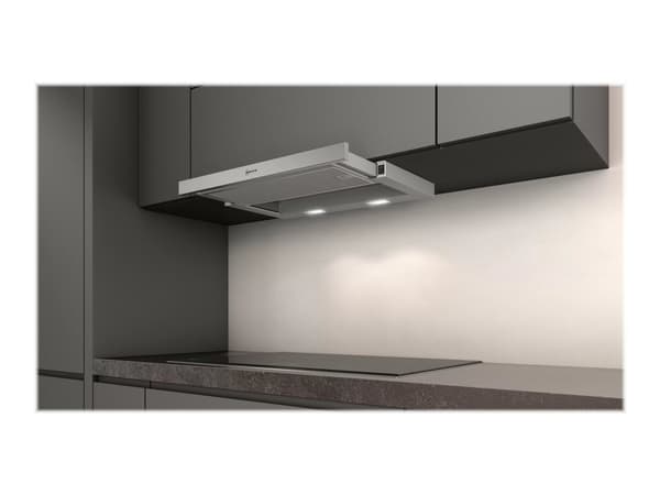 Neff N 30 D46BR12X6 - Kåpa - teleskopisk - Fördjupning - bredd: 52.6 cm - djup: 29 cm - utsug och återcirkulering (-) - med inbyggd motor - silver-me