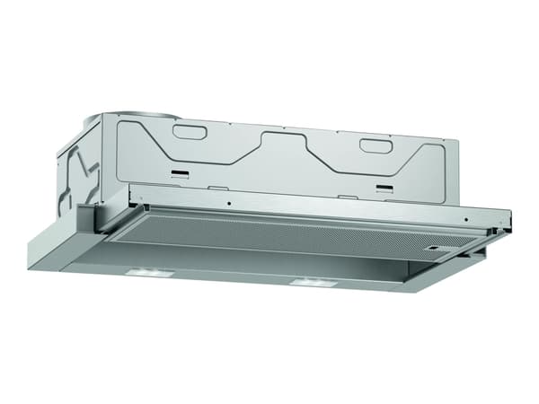 Neff N 30 D46BR12X6 - Kåpa - teleskopisk - Fördjupning - bredd: 52.6 cm - djup: 29 cm - utsug och återcirkulering (-) - med inbyggd motor - silver-me