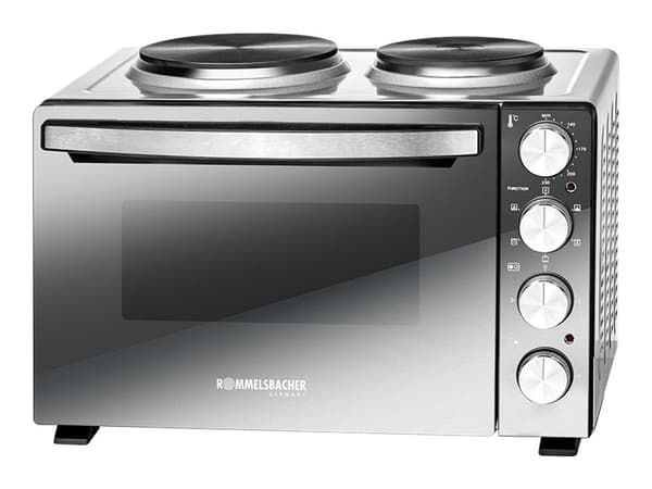 Rommelsbacher KM 3300 - Elektrisk ovn med varmeplater - konveksjon - 30 liter - 3.3 kW - silver/mirror glass
