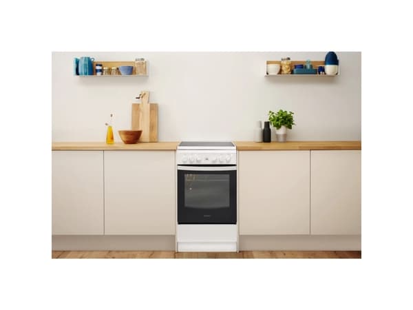 Indesit IS5V8GMW/E, Frittstående komfyr, Hvit, Rotasjon, Hvit, Front, Keramisk