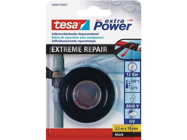TESA 56064-00001, Svart, Reparation, -60 ° C, 260 ° C, 2,5 m, 19 mm