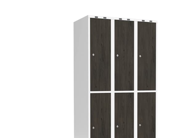 Garderobeskab 3x300 mm Lige tag 2-delt søjle Laminat dør Nocturne wood Cylinderlås