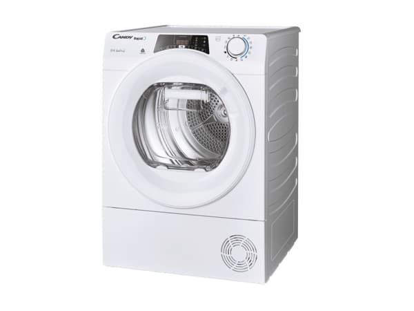 Candy RapidÓ ROE H10A2TE-S, Frittstående, Frontmatet, Varme pumpe, Hvit, Knapper, Rotasjon, Venstre