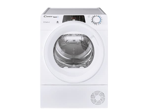 Candy RapidÓ ROE H10A2TE-S, Frittstående, Frontmatet, Varme pumpe, Hvit, Knapper, Rotasjon, Venstre