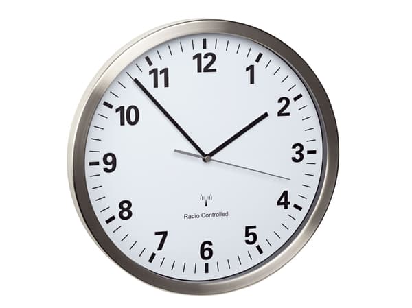 TFA - Klokke - kvarts - veggmonterbar - 30.5 cm - hvit, sølv