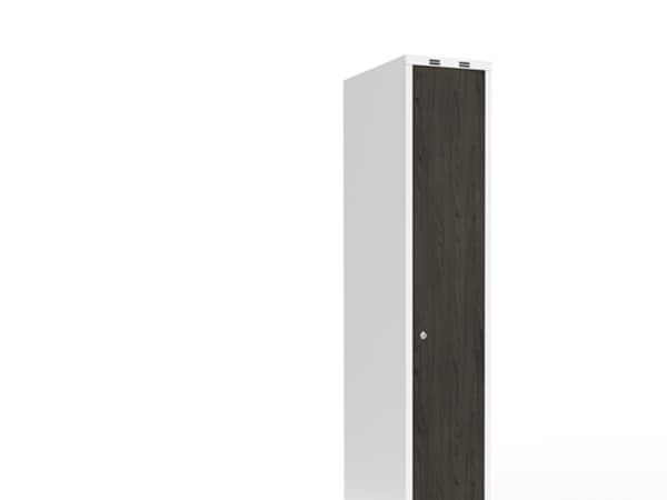Garderobeskab 1x300 mm Skråt tag Hel søjle Laminat dør Nocturne wood Cylinderlås
