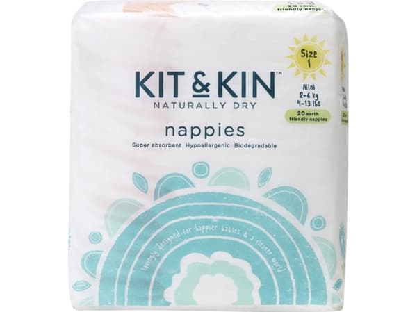 Kit and Kin Biologiskt nedbrytbara blöjor 1, 2-6 kg, 20 st. | CDON