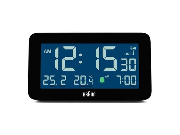 Braun BC10, Digital väckarklocka, Rektangel, Svart, 12/24h, F, °C, LCD