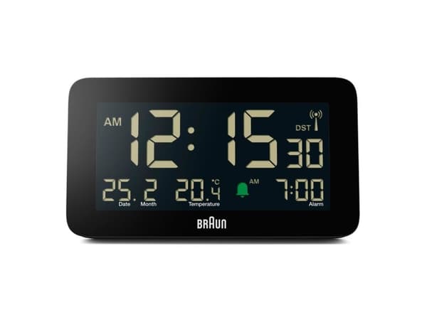 Braun BC10, Digital väckarklocka, Rektangel, Svart, 12/24h, F, °C, LCD