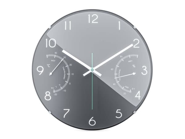 Mebus 16105, Vegg, Quartz clock, Rund, Sort, Grå, Plast, Klassisk