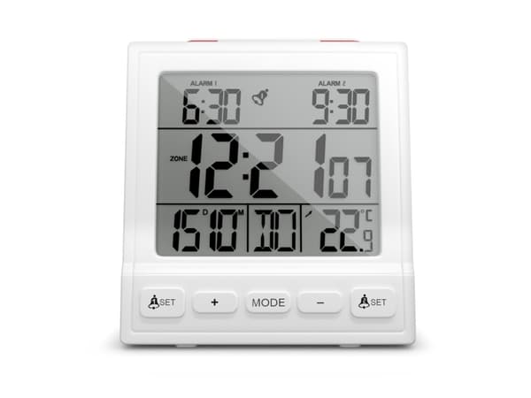 Mebus 56813, Digital vekkerklokke, Rektangel, Hvit, 12/24h, F, °C, Hvit