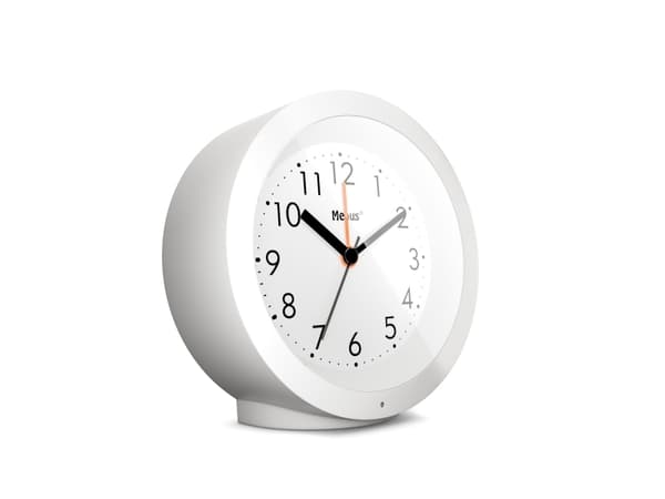 Mebus 25629, Quartz vekkerklokke, Hvit, 12 timers, Analog, Batteri, AA