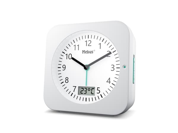 Mebus 25610, Digital vekkerklokke, Hvit, 12 timers, F, °C, Radio/lydsignal, Analog