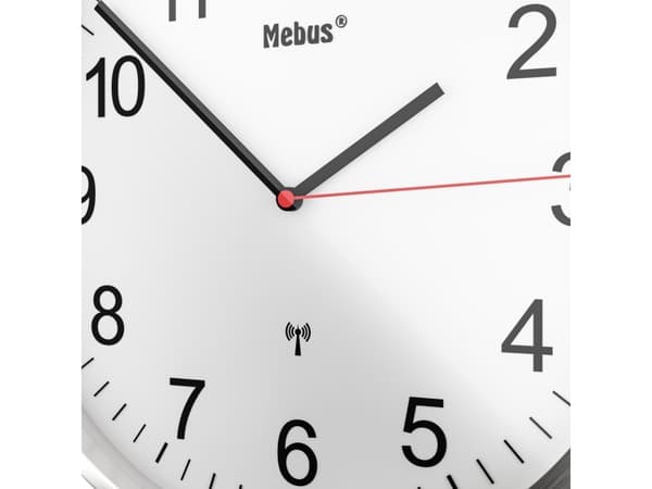 Mebus 19411, Vägg, Mechanical clock, Rund, Vit, Metall, Modern