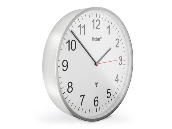 Mebus 19411, Vägg, Mechanical clock, Rund, Vit, Metall, Modern