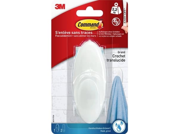 3M Command™ Bad Large Handtuchhaken (L x B x H) 114 x 41 x 38 mm Weiß Inhalt: 1 St. (BATH17FGN)