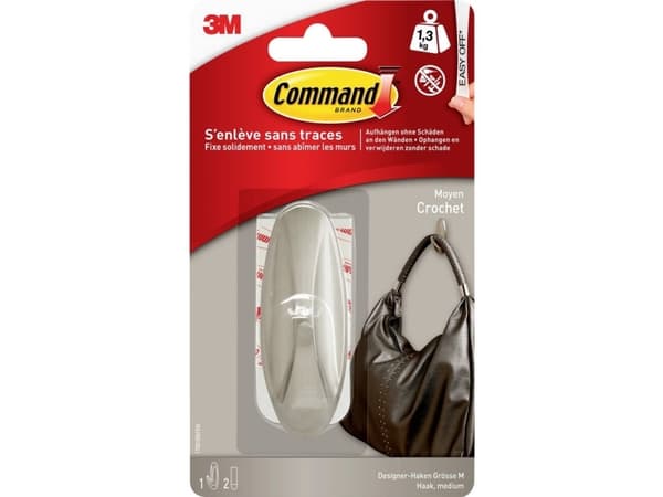 3M Command™ Medium Designer-Haken in Metall-Look (L x B x H) 79 x 29 x 29 mm Metall Inhalt: 1 St. (17081BNFGN)