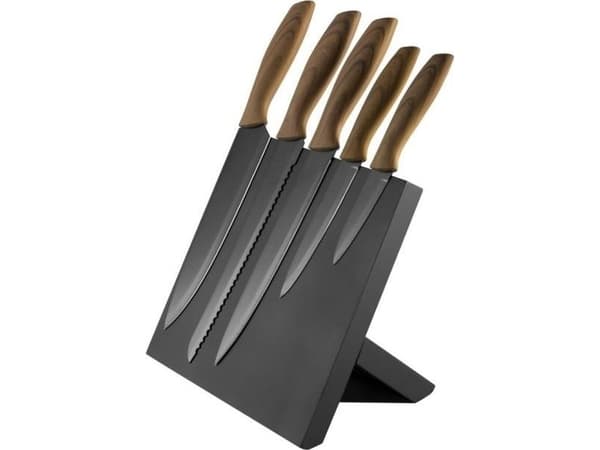 Platinet PLATINET 5 BLACK KNIVES SET WOODEN HANDLE WITH BLACK MAGNETIC BOARD