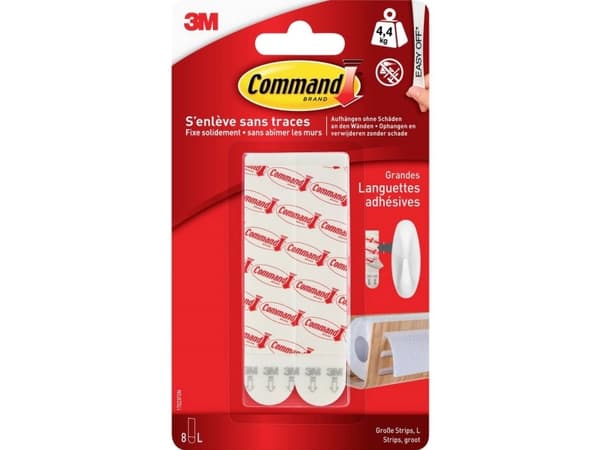 3M Command™ Suuret liima- ja täyttöliuskat (S x K) 19 mm x 92 mm Valkoinen Sisältö: 8 kpl (17023PFGN)