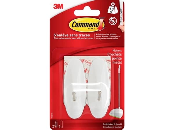 3M Command™ Medium Drahthaken (L x B x H) 29 x 29 x 79 mm Weiß, Metall Inhalt: 2 St. (17068FGN)