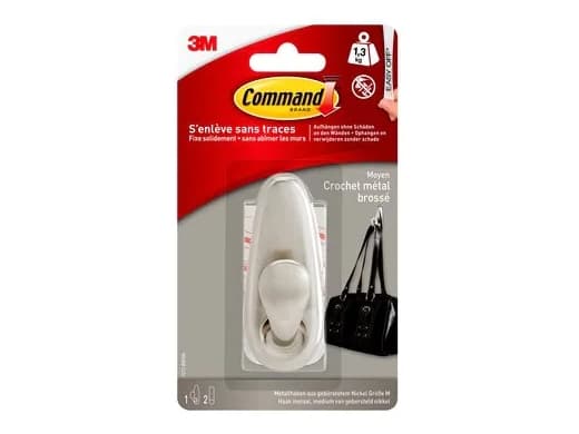 3M Command, Sisätila, Yleiskoukku, Hopea, Metalli, Liimateippi, 1,3 kg