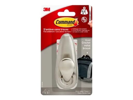 3M Command, Innendørs, Universalkrok, Sølv, Metall, Limstrimmel, 2,2 kg